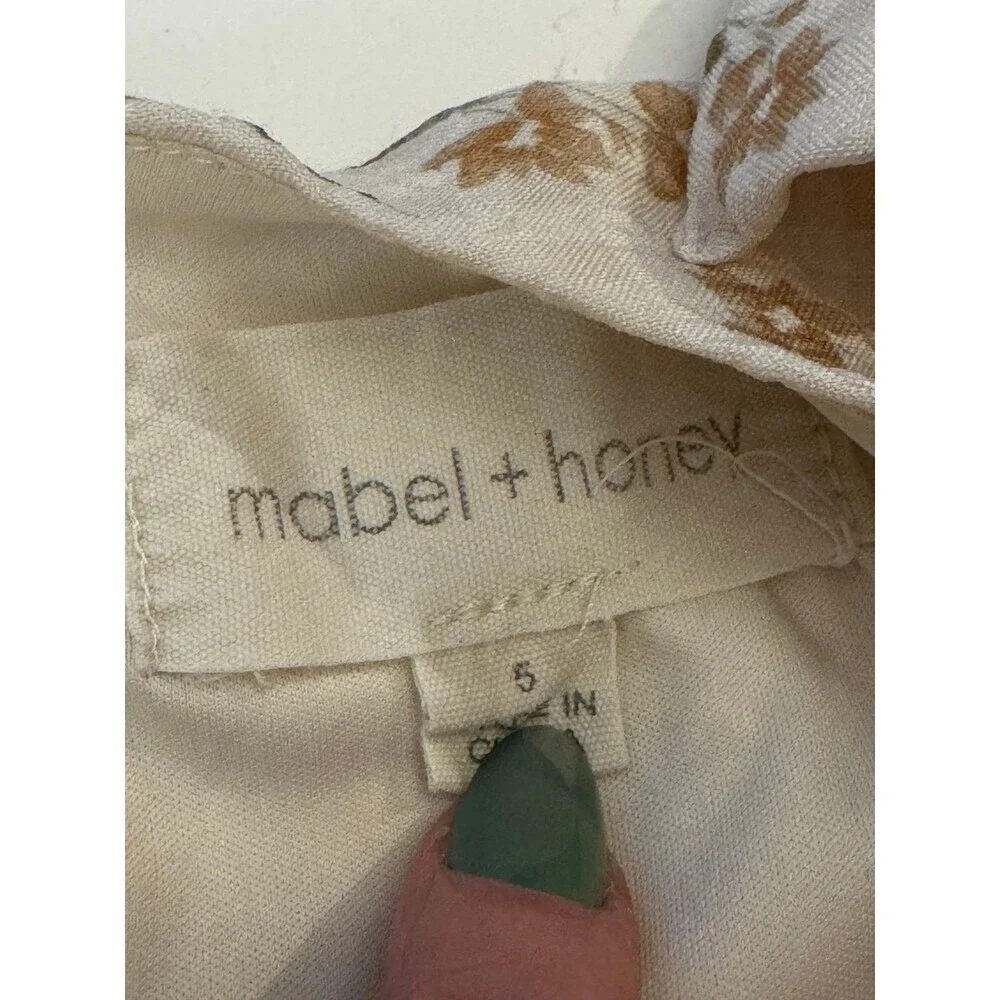 Mabel + Honey Floral Tie Shoulder Dress Size 5 Cottagecore Boho Prairie Neutral